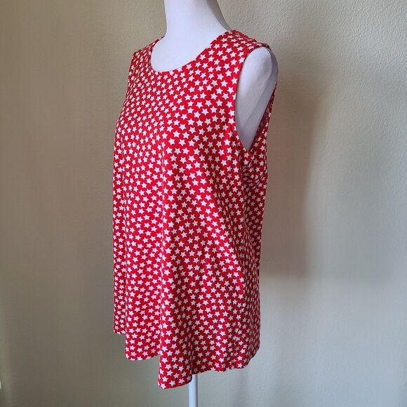 D&Co Star Tank Top Tunic Size Medium Red White Sleeveless Patriotic‎ USA Stretch - Picture 3 of 7